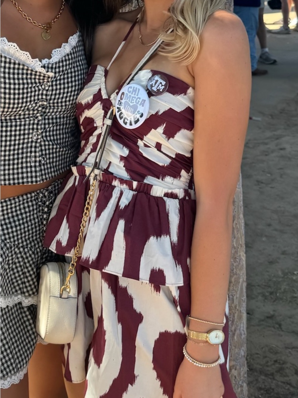 Express Maroon and White Printed Peplum short romper Dress